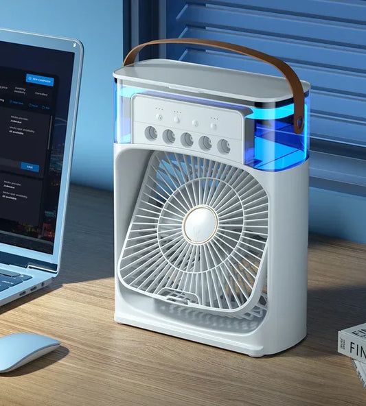 4-In-1 Multi-Functional Portable Air Humidifier Cooling USB Fan With 7-Color Night Light...